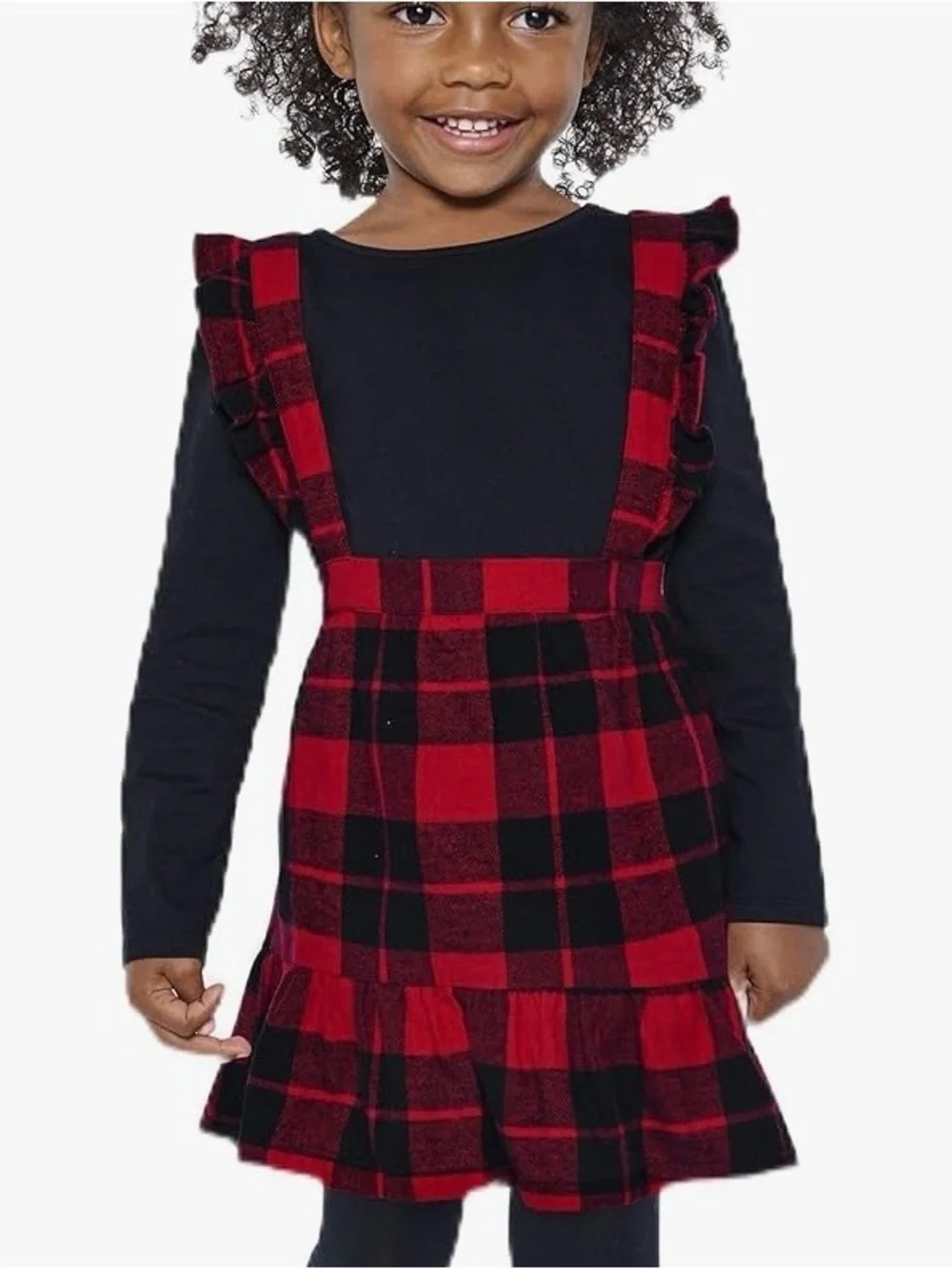 The Children's Place Red and Black Plaid Pinafore Skirt